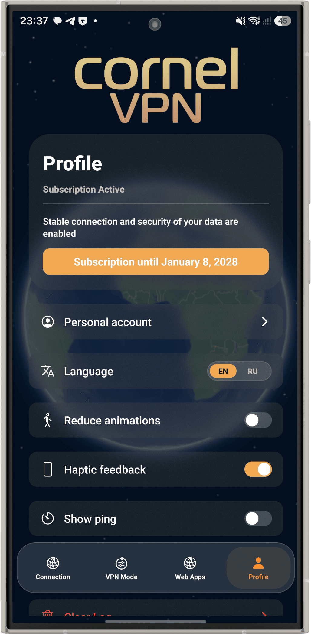 Cornel VPN screenshot 2